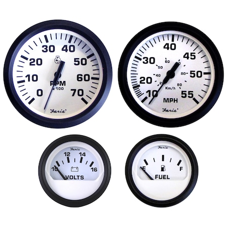 Faria Beede Instruments Euro White Boxed Set - Outboard Motors KT9795